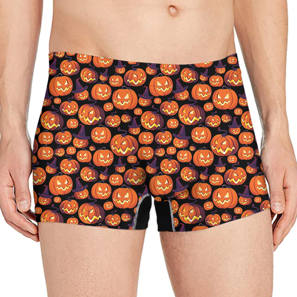 Halloween Pumpkin Witch Pattern Print Men's Boxer Briefs