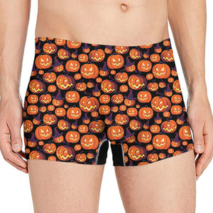 Halloween Pumpkin Witch Pattern Print Men's Boxer Briefs