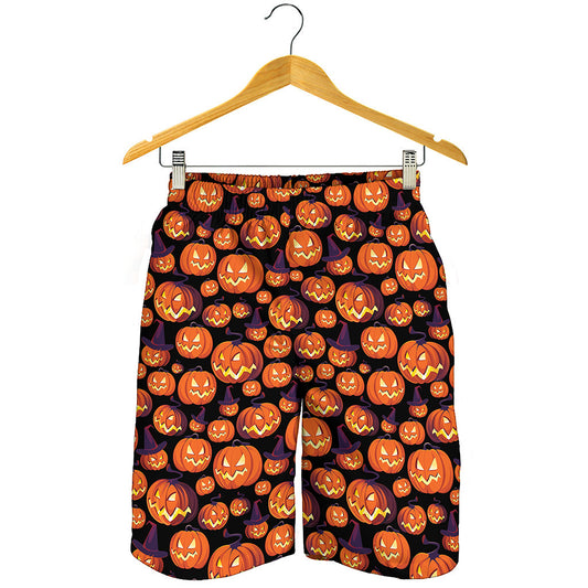 Halloween Pumpkin Witch Pattern Print Men's Shorts