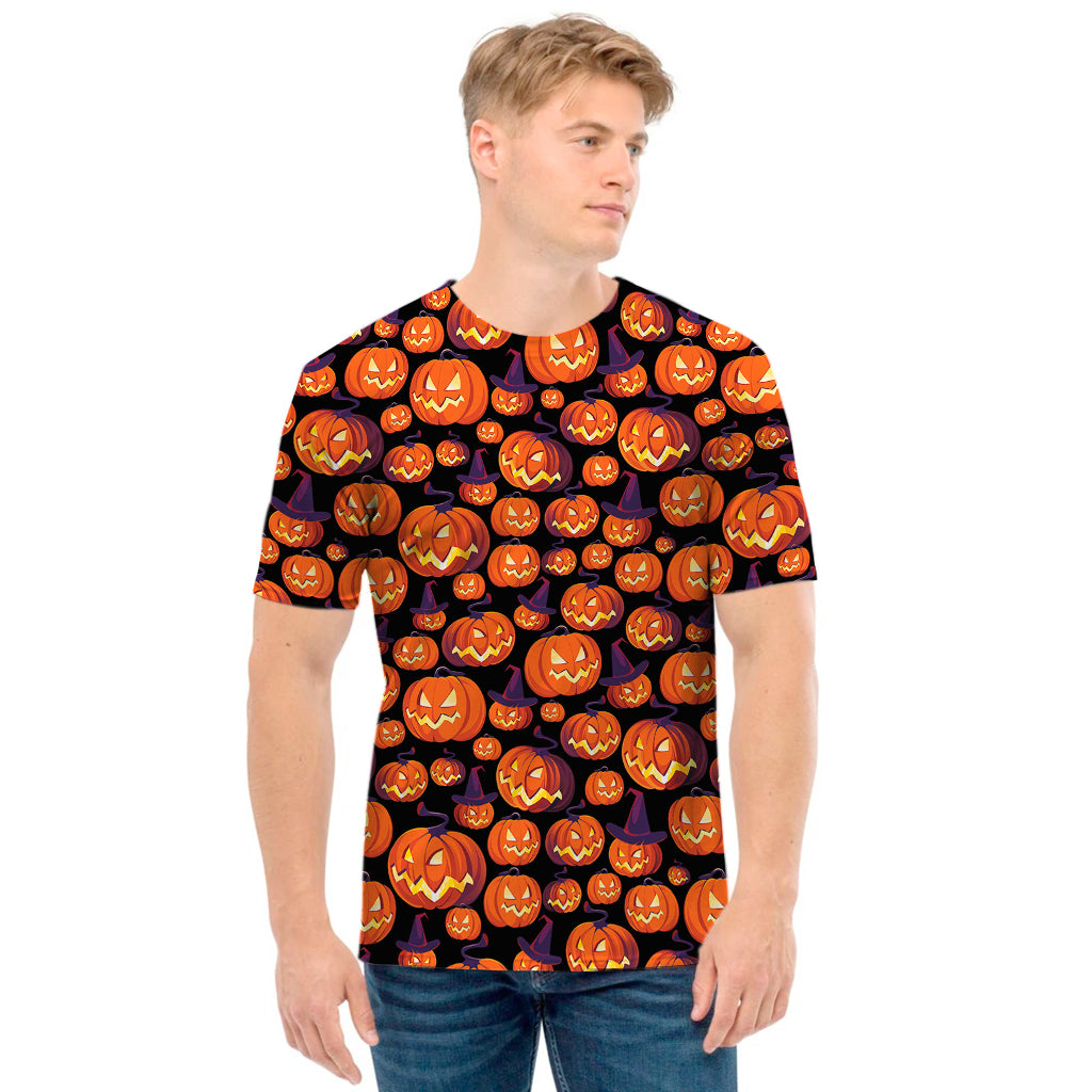 Halloween Pumpkin Witch Pattern Print Men's T-Shirt