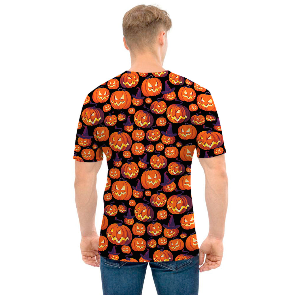 Halloween Pumpkin Witch Pattern Print Men's T-Shirt