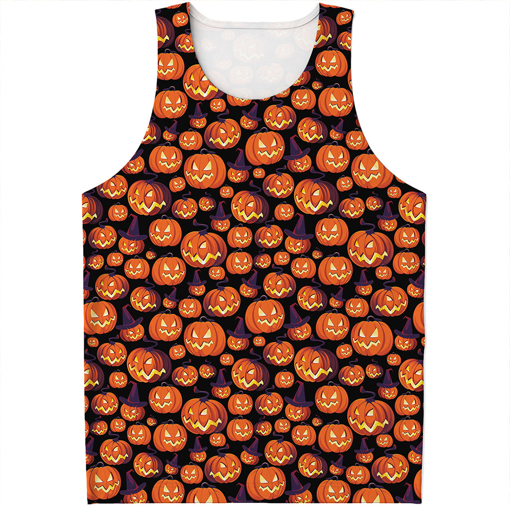 Halloween Pumpkin Witch Pattern Print Men's Tank Top