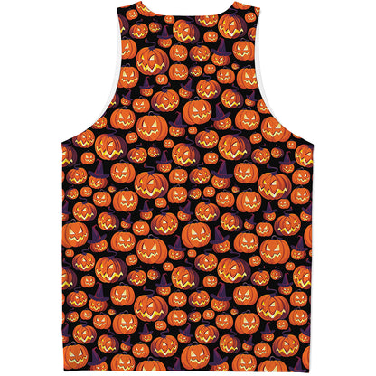 Halloween Pumpkin Witch Pattern Print Men's Tank Top