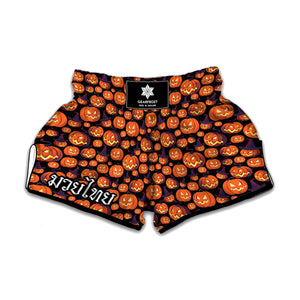 Halloween Pumpkin Witch Pattern Print Muay Thai Boxing Shorts