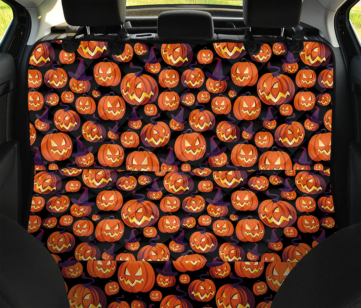 Halloween Pumpkin Witch Pattern Print Pet Car Back Seat Cover