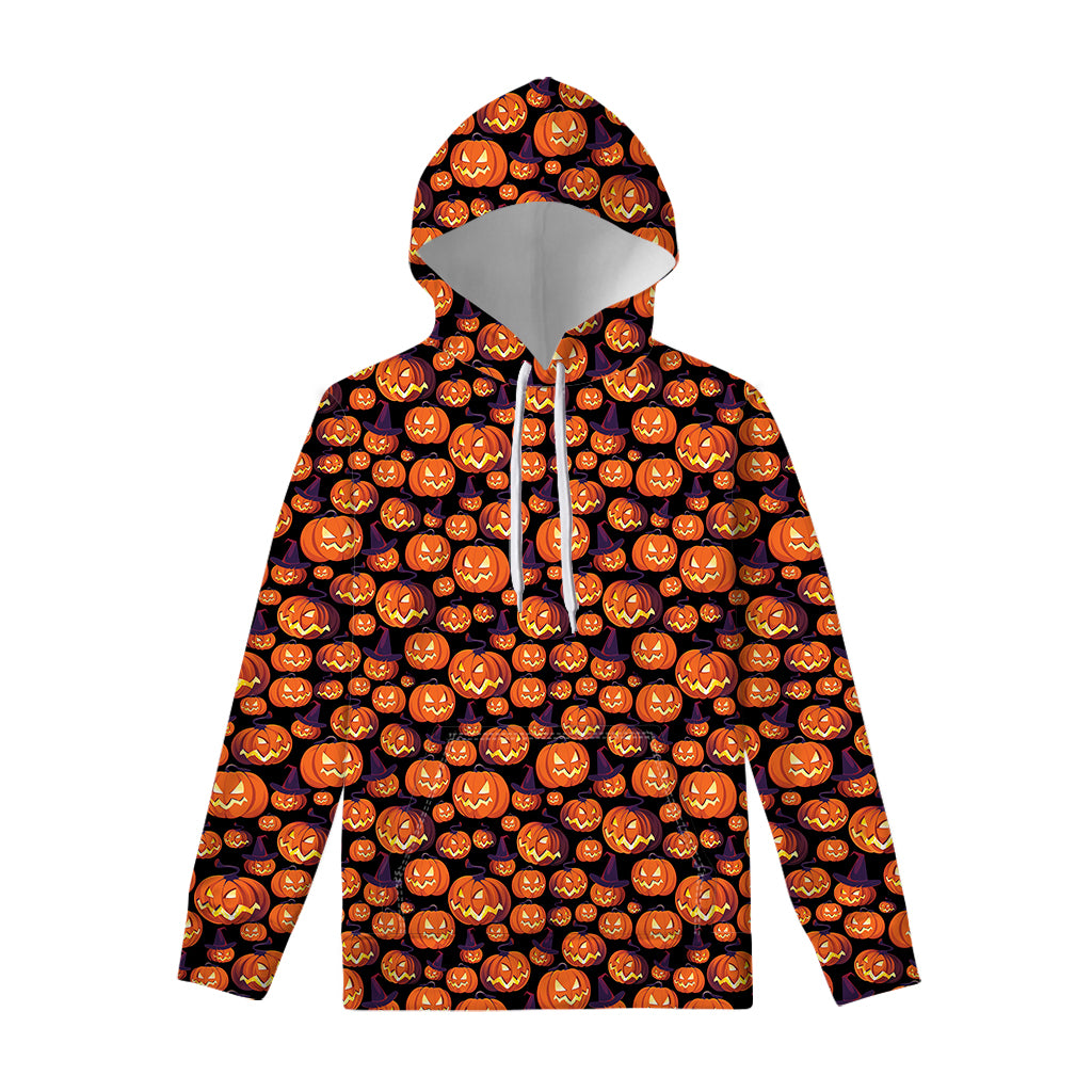 Halloween Pumpkin Witch Pattern Print Pullover Hoodie