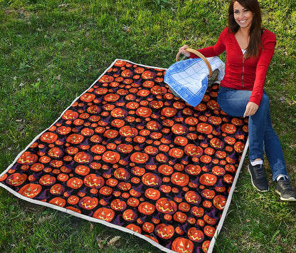 Halloween Pumpkin Witch Pattern Print Quilt