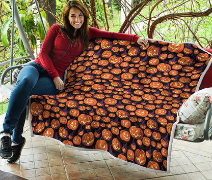 Halloween Pumpkin Witch Pattern Print Quilt
