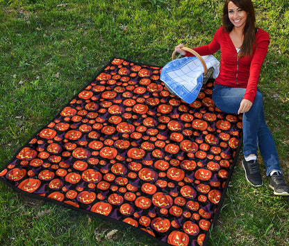 Halloween Pumpkin Witch Pattern Print Quilt