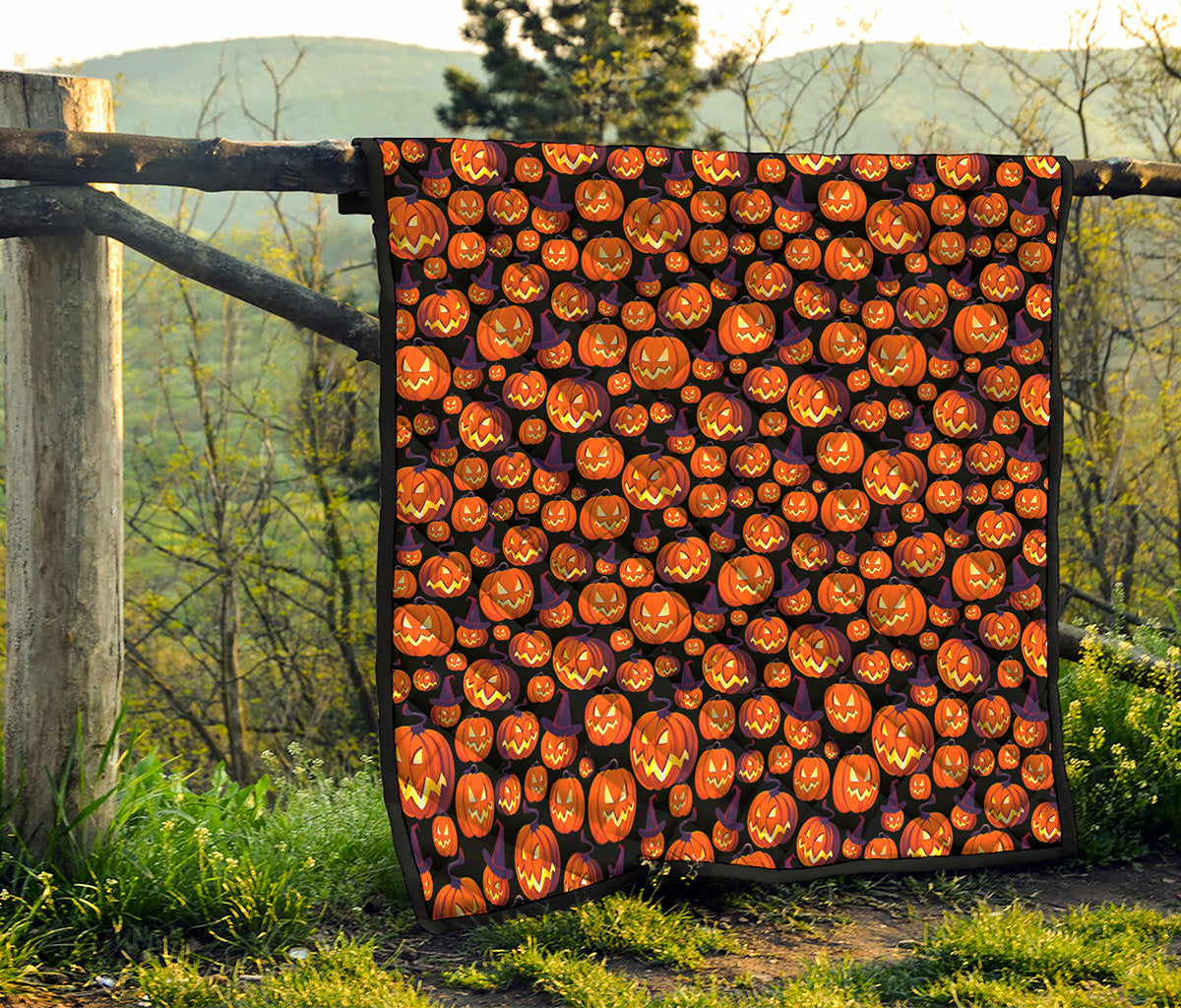Halloween Pumpkin Witch Pattern Print Quilt