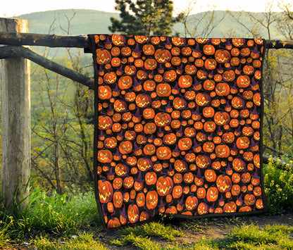 Halloween Pumpkin Witch Pattern Print Quilt