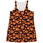 Halloween Pumpkin Witch Pattern Print Women's Racerback Tank Top