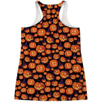 Halloween Pumpkin Witch Pattern Print Women's Racerback Tank Top