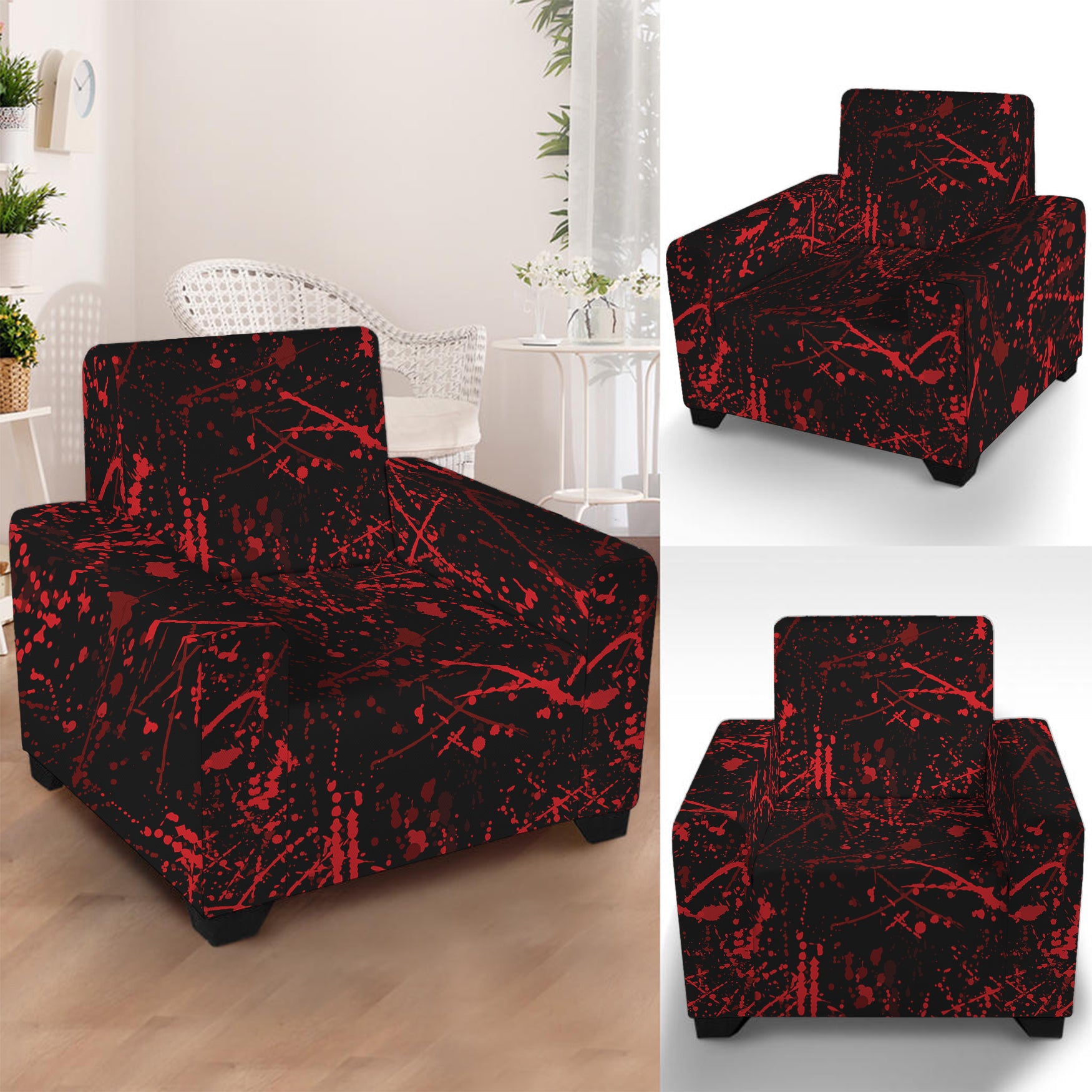 Halloween Red Blood Print Armchair Slipcover