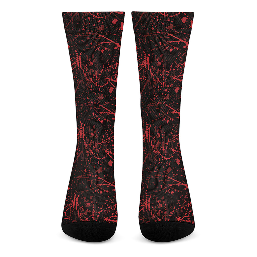 Halloween Red Blood Print Crew Socks