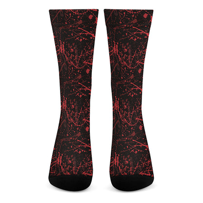 Halloween Red Blood Print Crew Socks
