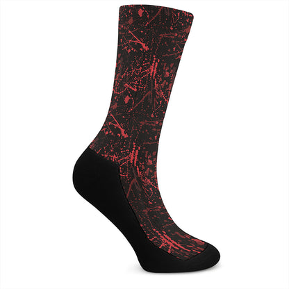 Halloween Red Blood Print Crew Socks