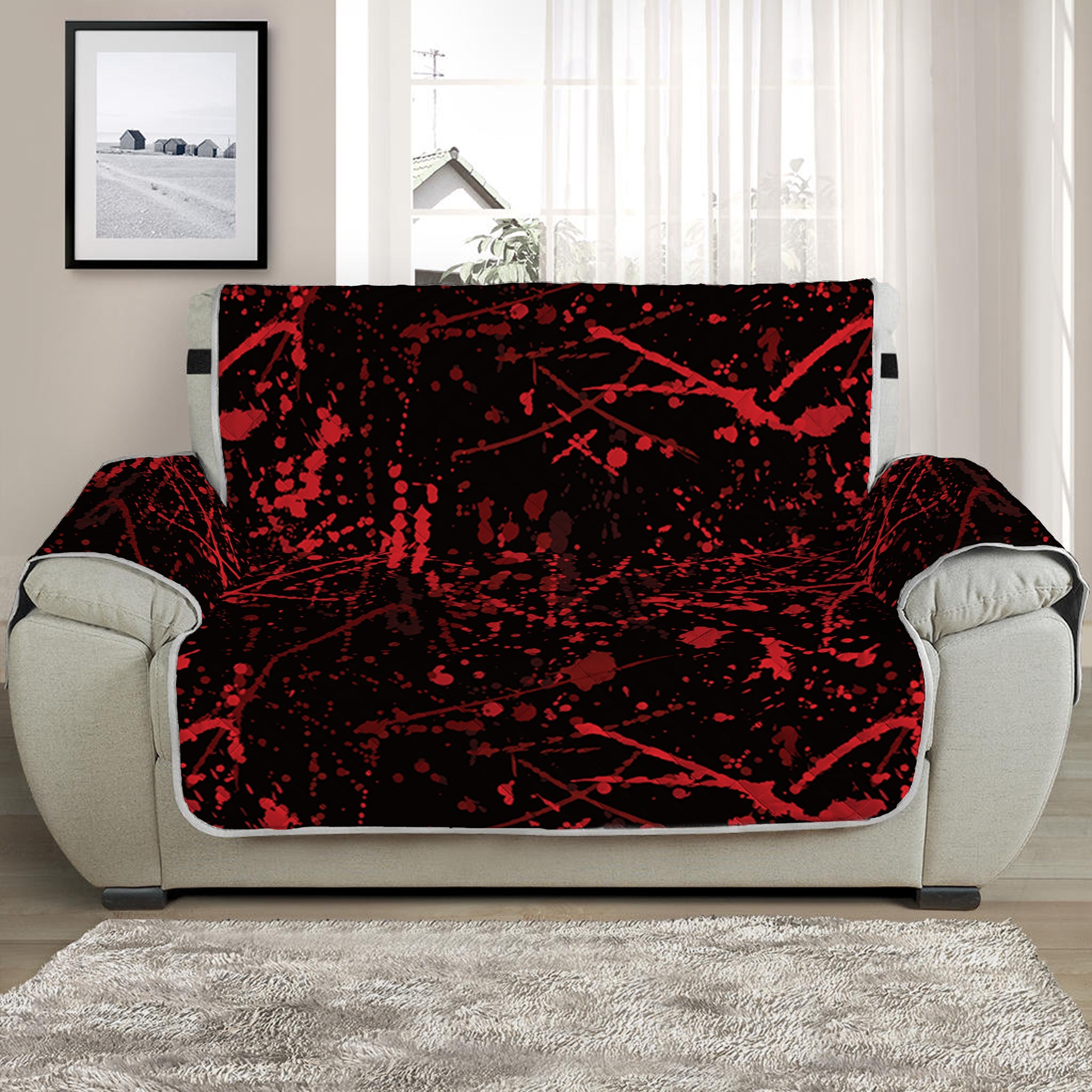 Halloween Red Blood Print Half Sofa Protector