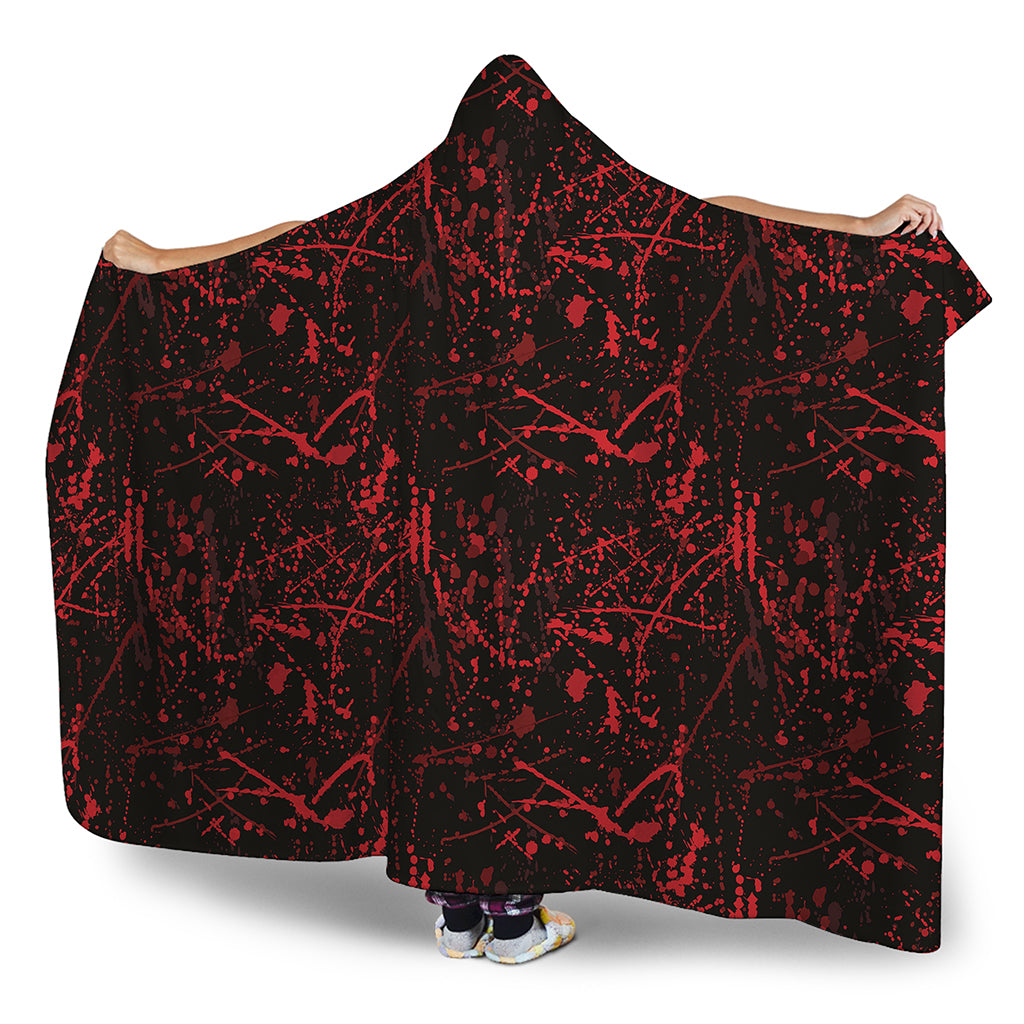 Halloween Red Blood Print Hooded Blanket