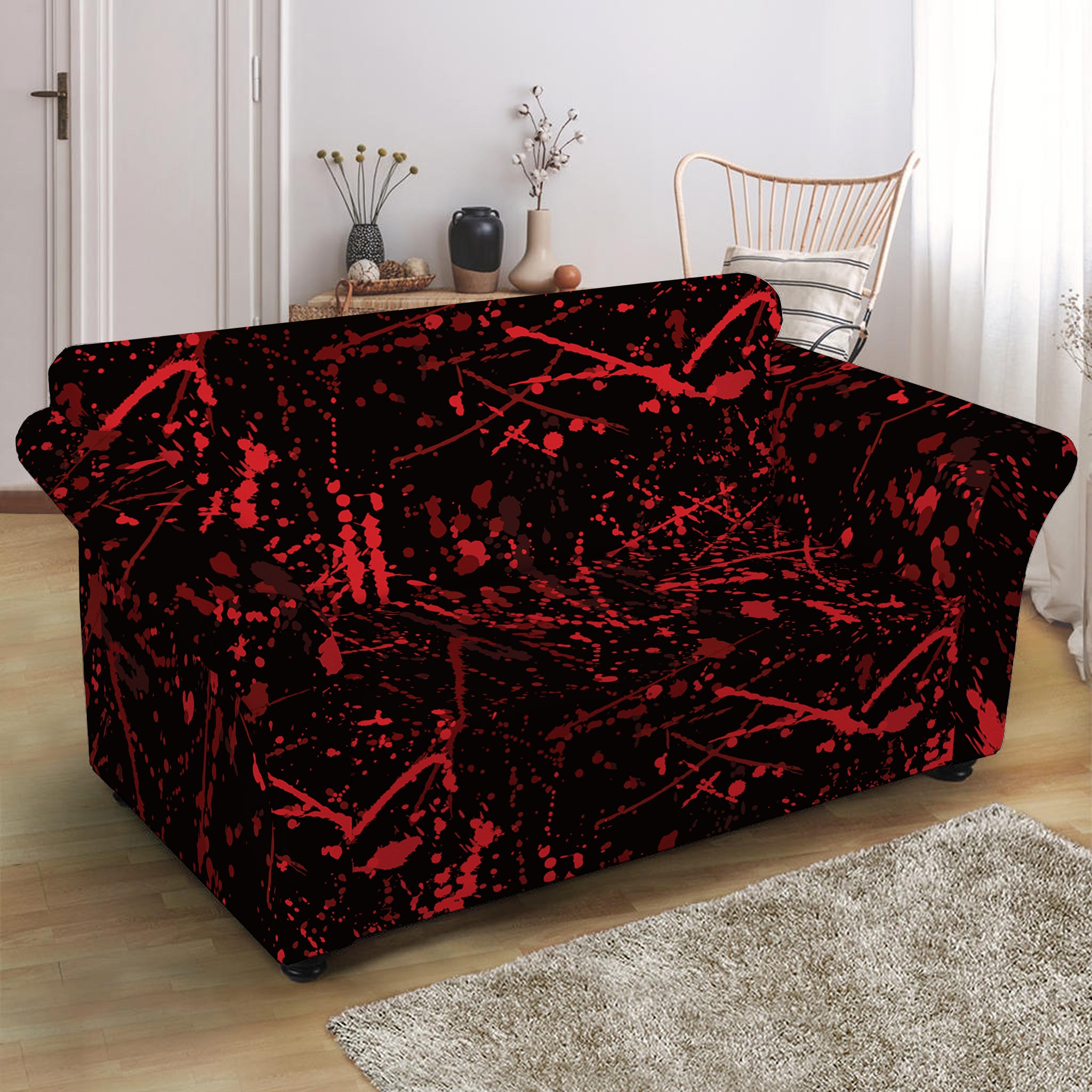 Halloween Red Blood Print Loveseat Slipcover