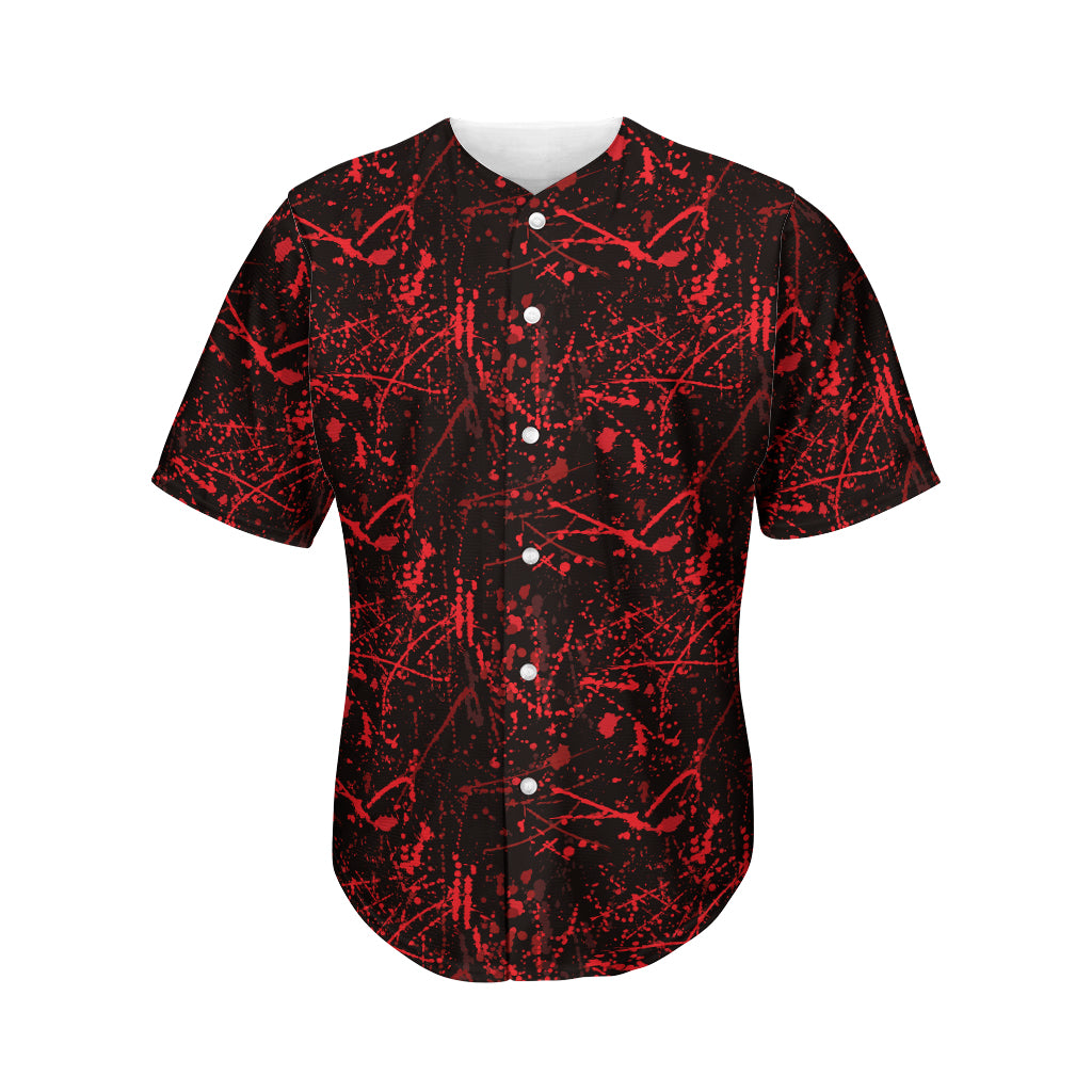 Halloween Red Blood Print Men's Baseball Jersey