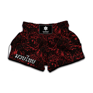 Halloween Red Blood Print Muay Thai Boxing Shorts