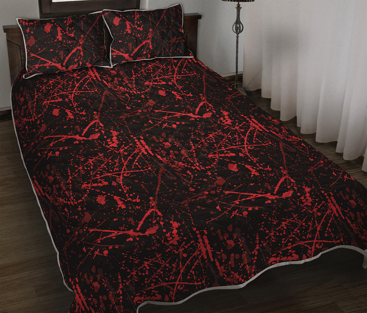Halloween Red Blood Print Quilt Bed Set