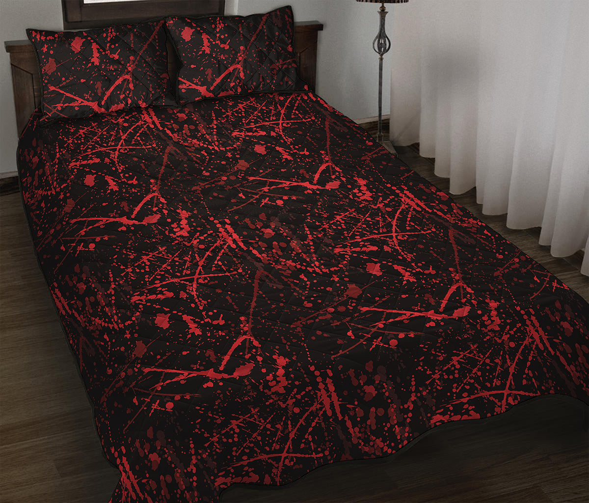 Halloween Red Blood Print Quilt Bed Set