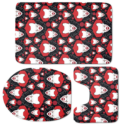 Halloween Scary Clown Pattern Print 3 Piece Bath Mat Set