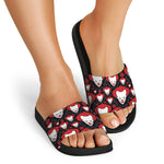 Halloween Scary Clown Pattern Print Black Slide Sandals