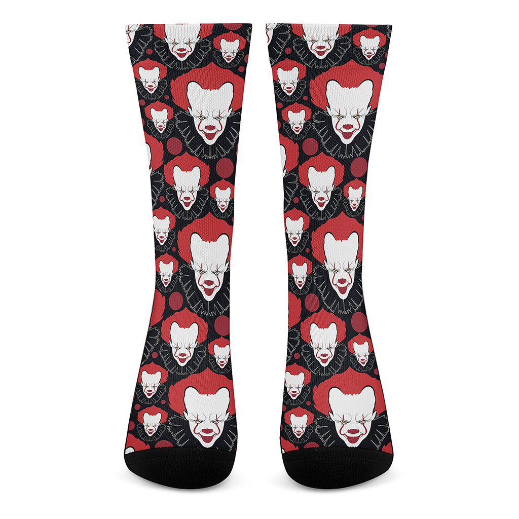 Halloween Scary Clown Pattern Print Crew Socks