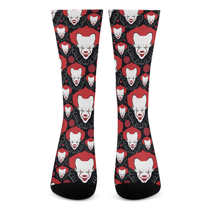 Halloween Scary Clown Pattern Print Crew Socks