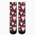 Halloween Scary Clown Pattern Print Crew Socks