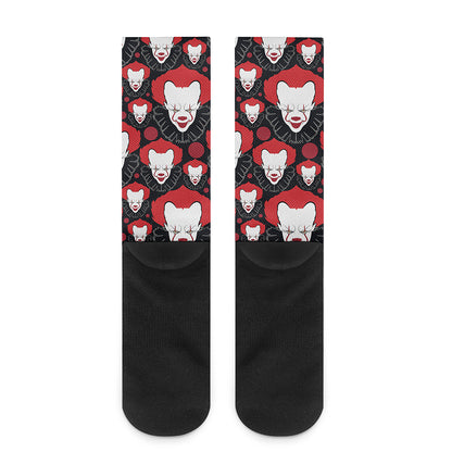 Halloween Scary Clown Pattern Print Crew Socks