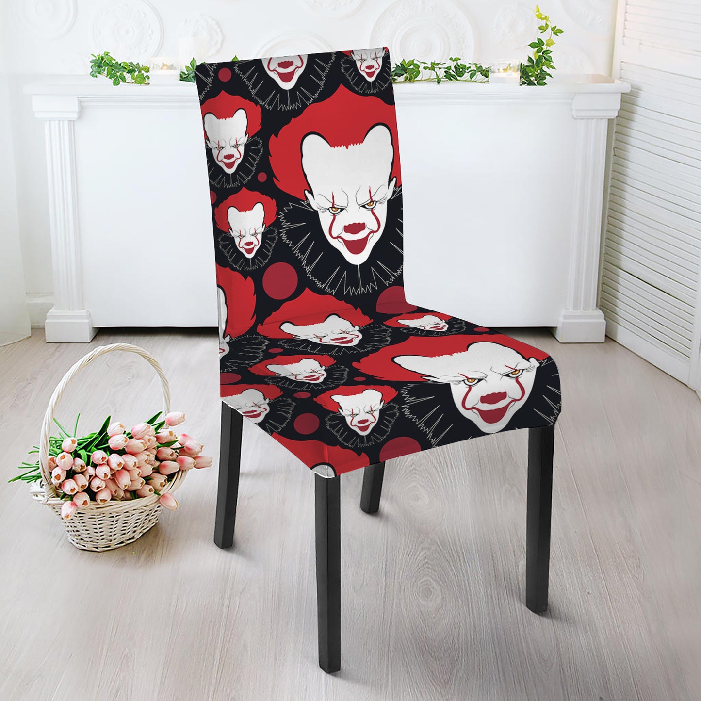 Halloween Scary Clown Pattern Print Dining Chair Slipcover