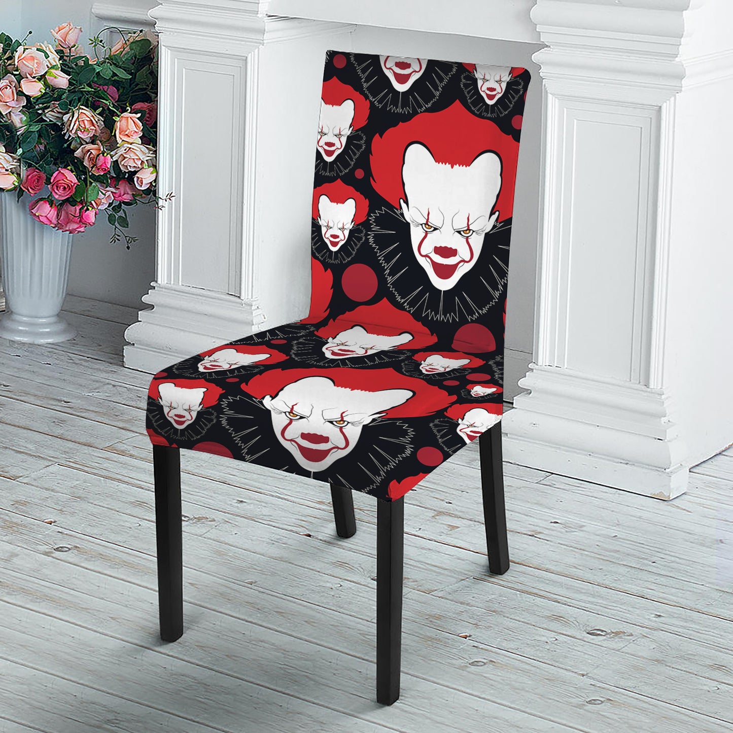 Halloween Scary Clown Pattern Print Dining Chair Slipcover