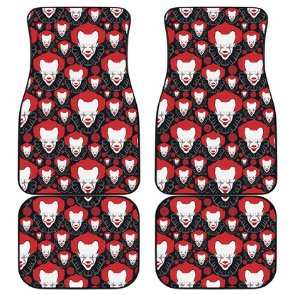 Halloween Scary Clown Pattern Print Front and Back Car Floor Mats