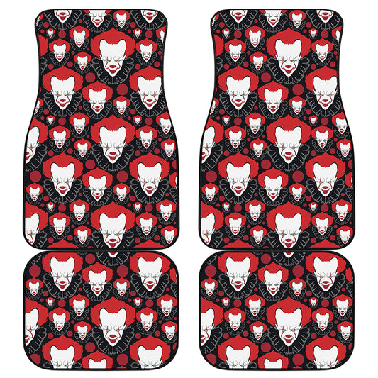 Halloween Scary Clown Pattern Print Front and Back Car Floor Mats