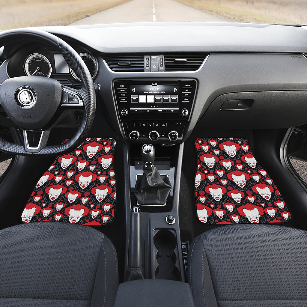 Halloween Scary Clown Pattern Print Front and Back Car Floor Mats
