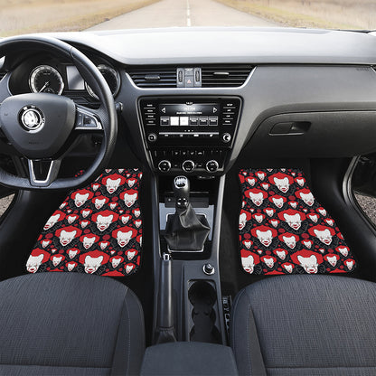 Halloween Scary Clown Pattern Print Front and Back Car Floor Mats