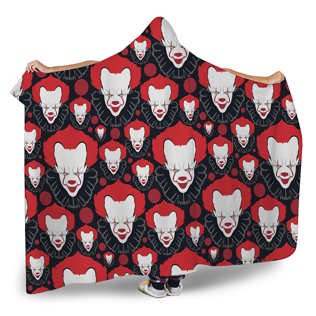 Halloween Scary Clown Pattern Print Hooded Blanket