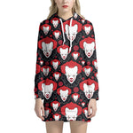 Halloween Scary Clown Pattern Print Hoodie Dress