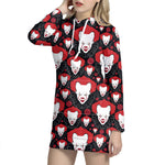 Halloween Scary Clown Pattern Print Hoodie Dress