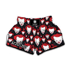 Halloween Scary Clown Pattern Print Muay Thai Boxing Shorts