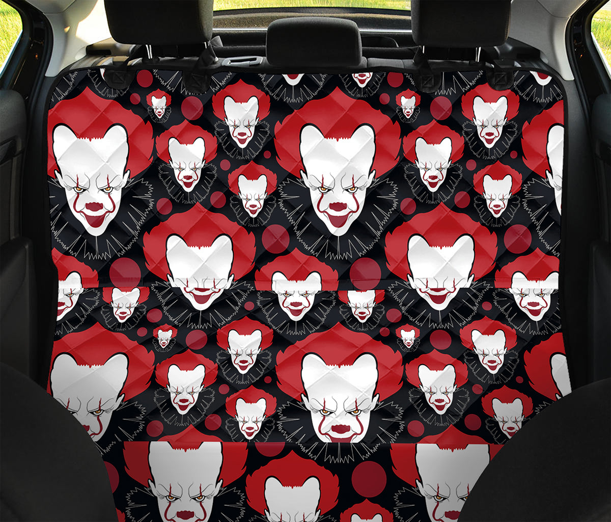 Halloween Scary Clown Pattern Print Pet Car Back Seat Cover