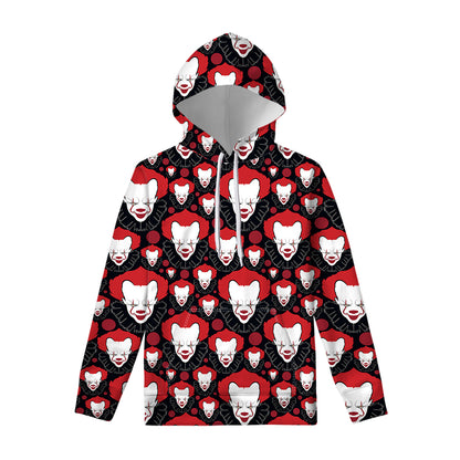 Halloween Scary Clown Pattern Print Pullover Hoodie