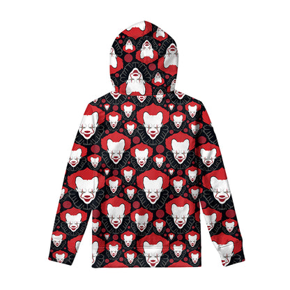 Halloween Scary Clown Pattern Print Pullover Hoodie