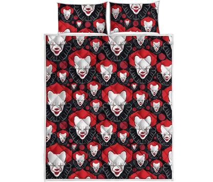 Halloween Scary Clown Pattern Print Quilt Bed Set