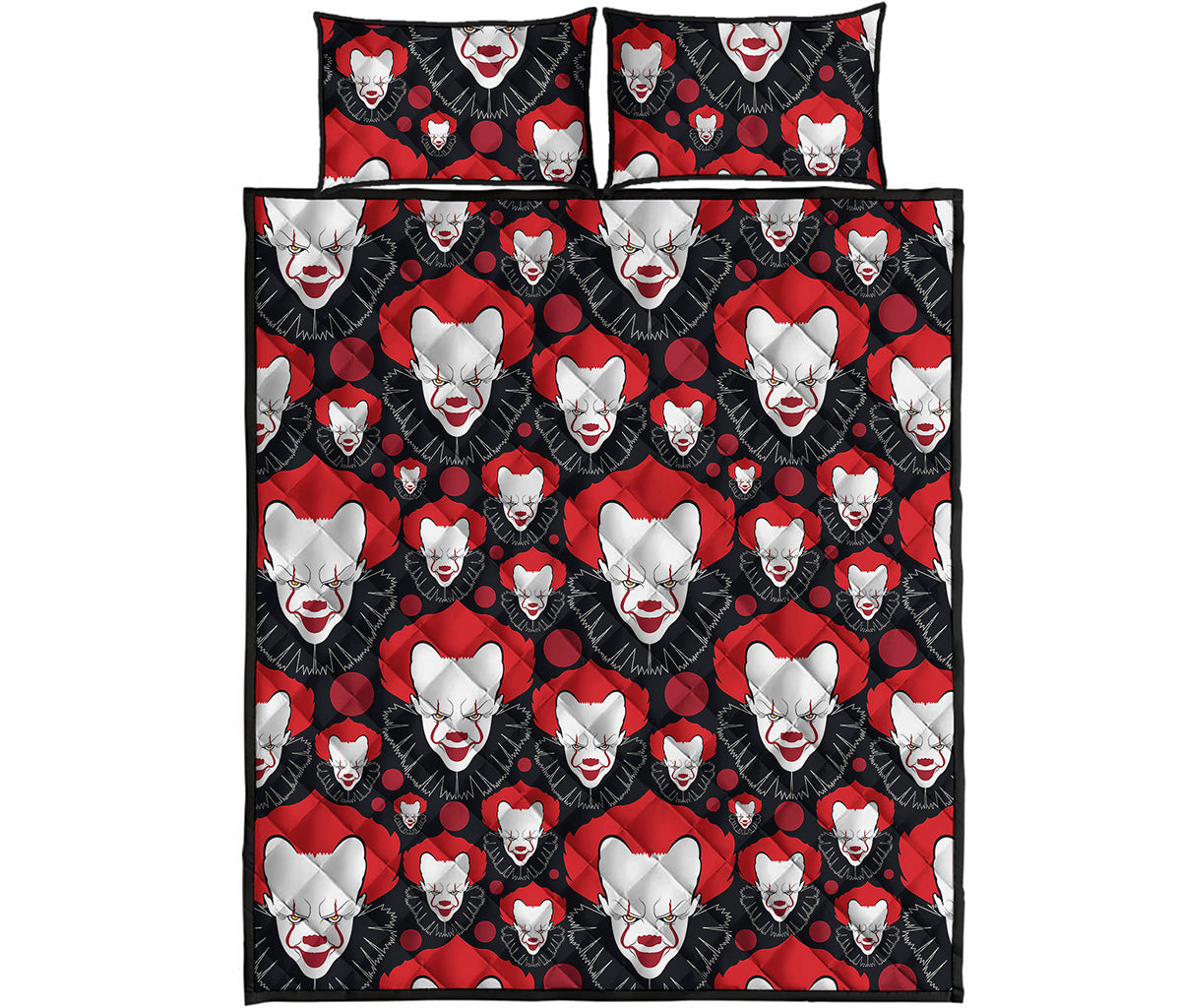 Halloween Scary Clown Pattern Print Quilt Bed Set