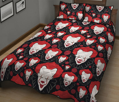 Halloween Scary Clown Pattern Print Quilt Bed Set